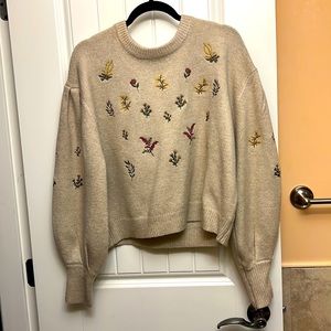 Oak + Fort Beige Embroidered Sweater